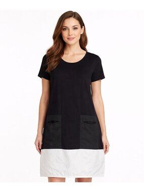 Joseph Ribkoff Colorblock A-Line Pocket Dress Black Size 14 Modern Artwear